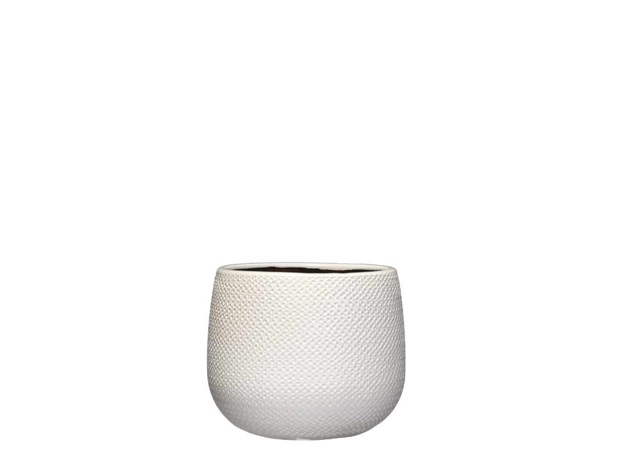 עציץ גבריאל עגול לבן - 18 ס"מ