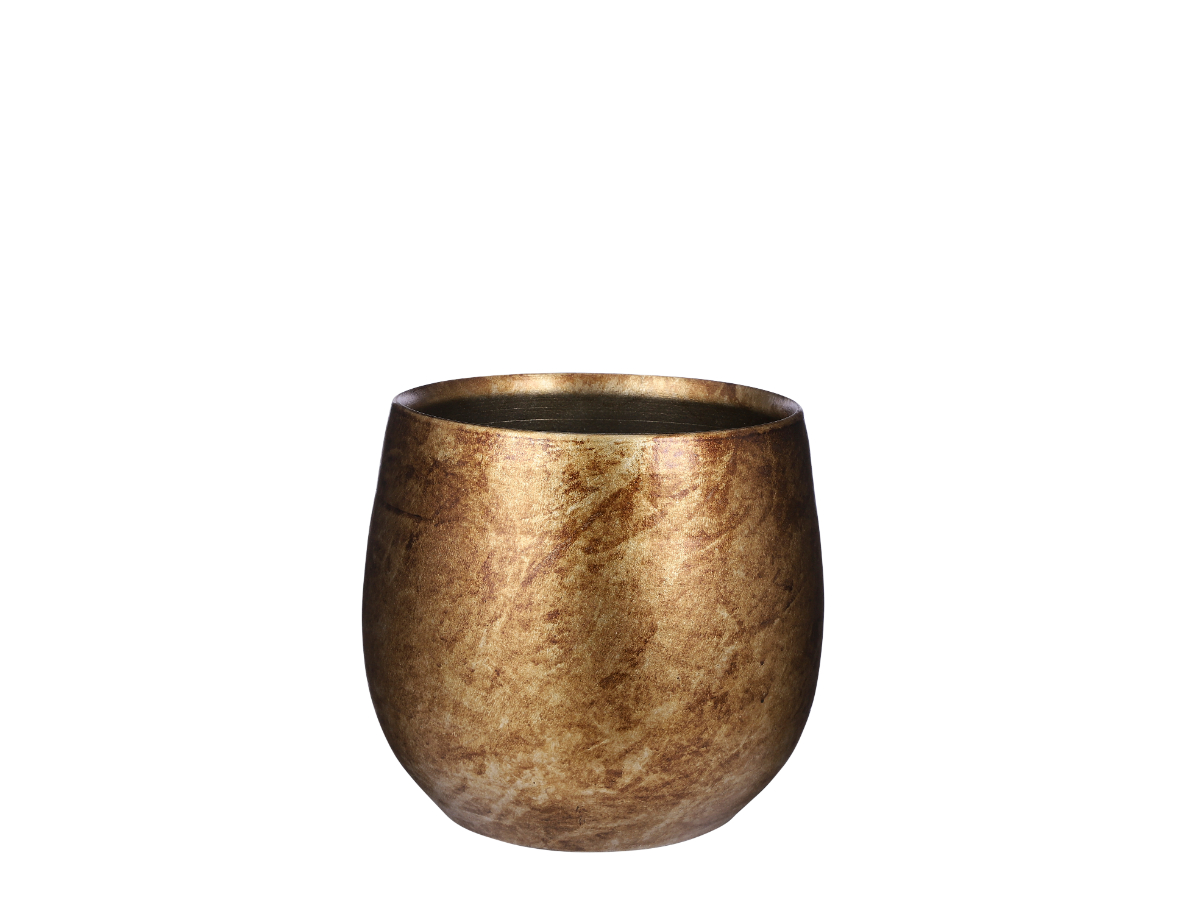 עציץ אוליבר מתכת מוזהב - 24 ס"מ