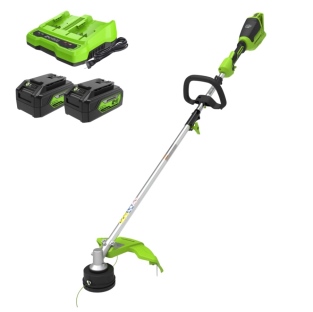 חרמש נטען Greenworks 48V Brushless דגם 99532-4 עם ראש מתכוונן, מוט טלסקופי, קוטר חיתוך 33 ס"מ, שתי ס