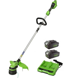 חרמש נטען Greenworks 48V Brushless דגם 99532-5 עם ראש מתכוונן, מוט טלסקופי, קוטר חיתוך 33 ס"מ, שתי ס