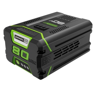 סוללת ליתיום GREENWORKS 80V PRO 5.0Ah דגם 99566 עם חיווי LED למצב טעינה, משקל 2.6 ק"ג ותאימות למעל 7