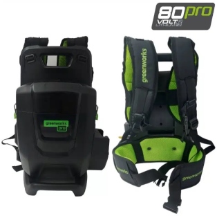 יחידת כוח נישאת GREENWORKS 80V PRO דגם 99783 עם תא סוללות כפול, כבל ומתאם סוללת דמה, מאפשרת עבודה רצ