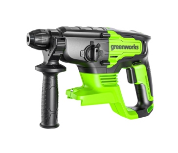 פטישון GREENWORKS 24V Brushless SDS-Plus דגם 99574/2.6 עם 4 מצבי עבודה, עוצמת הלימה 2J, תפסנית SDS-P