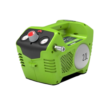 מדחס אוויר נטען GREENWORKS 24V דגם 99578 עם מיכל 2 ליטר, לחץ 8 בר וספיקת 40 ליטר/דקה, כולל אביזרי ני