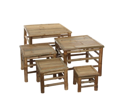 שולחן צד טרופיקל במבוק - 47X47X37 ס"מ