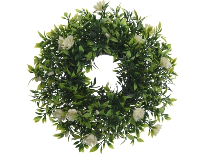 זר עגול עם פרחים לבנים 35 ס"מ - 317353990