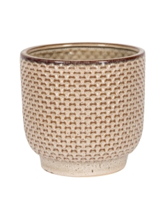 עציץ קרמיקה סדה משובץ ורוד - 17 ס"מ - 384101