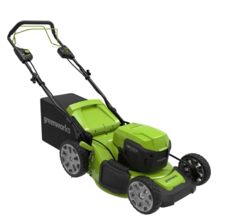 מכסחת דשא GREENWORKS 48V Brushless דגם 99519-2 עם הנעה עצמית, רוחב 46 ס"מ ומערכת כיסוח משולשת