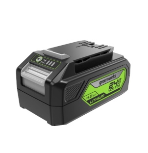 סוללת ליתיום GREENWORKS 24V 4.0Ah דגם 99583 עם תאי Panasonic ומחוון טעינה דיגיטלי