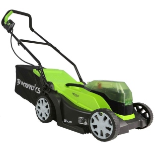 מכסחת דשא GREENWORKS 48V דגם 99518-3 עם רוחב כיסוח 36 ס"מ, 2 סוללות 5Ah ומטען Dual Port, מנוע Brushl