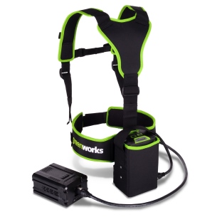 ווסט מקצועי GREENWORKS דגם 99555-1 עם פאוץ' לסוללה 80V, כבל דו-כיווני וסוללת דמה לעבודה נוחה