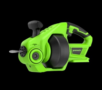 ספירלה נטענת לביוב GREENWORKS 24V דגם 99632 עם כבל 7 מטר, מהירות 550 סל"ד, הזנה אוטומטית ותאורת LED