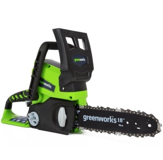 מסור שרשרת GREENWORKS 24V דגם 99701-1-1 עם להב "10, סוללת 4 אמפר ומטען מהיר. כולל שימון אוטומטי, מתי