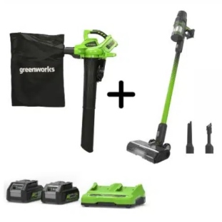 דיל משולב הכולל מפוח עלים ושואב אבק ביתי 24V עם מנוע Brushless 500W ושואב עלים/מפוח 48V רב תכליתי