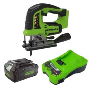 מסור אנכי GREENWORKS 24V דגם 99776-3 עם מנוע Brushless, פנדל 3 מצבים, יכולת חיתוך 100 מ"מ בעץ, כולל
