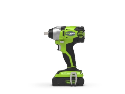 מפתח רטיטה GREENWORKS 24V דגם 3806902 עם מנוע Brushless, 3 דרגות מומנט 150/300/400Nm ותפסנית "1/2 לב