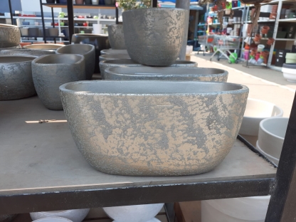 אדנית אובלית אלביס כוס תה לו לבן/שמפניה 28 ס"מ