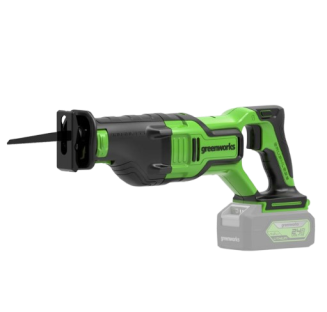 מסור חרב GREENWORKS 24V Brushless דגם 99579-2 עם מנוע ללא פחמים, ידית צד נשלפת וציפוי גומי ארגונומי