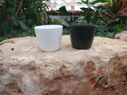 עציץ קרמיקה שחור/לבן ק.15 בדיספליי